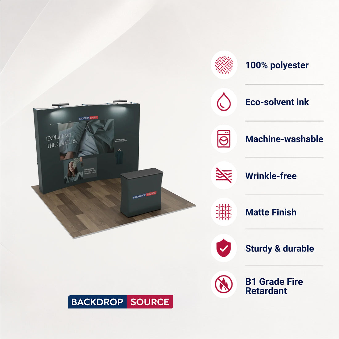 Gebogenes 3m x 3m Popup-Exhibit-Pro-3-in-1-Displayset mit Illume-Leuchten