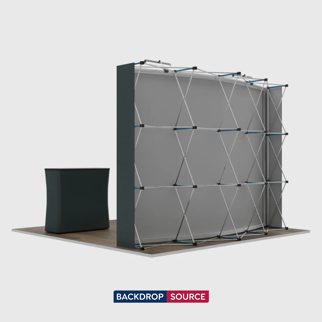 Gebogenes 3m x 3m Popup-Exhibit-Pro-3-in-1-Displayset mit Illume-Leuchten