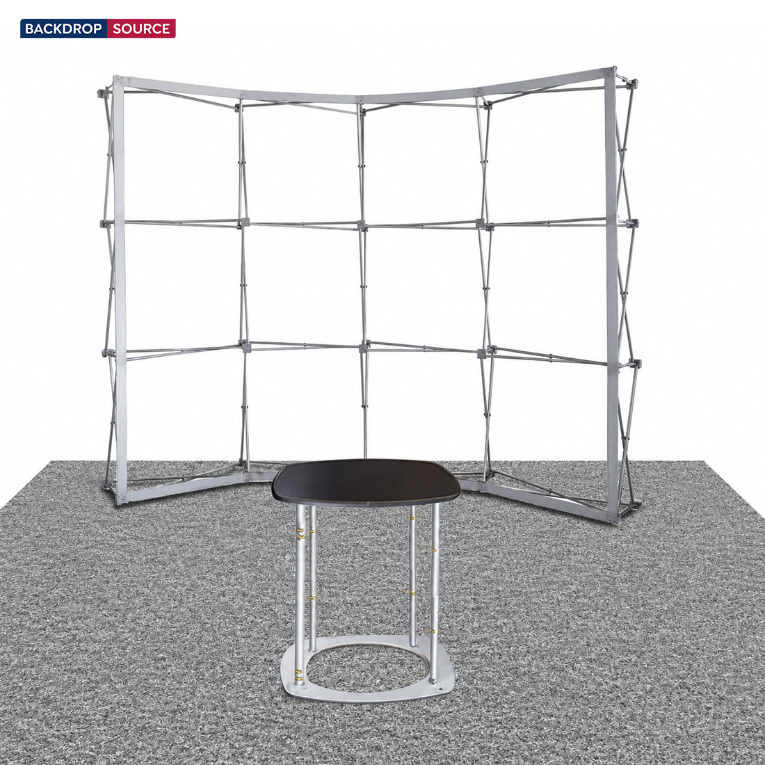 Gebogenes 3m x 3m Popup-Exhibit-Pro-3-in-1-Displayset mit Illume-Leuchten