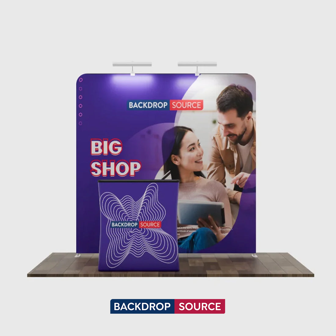 Gerades 3m x 3m Exhibit-Pro-3-in-1-Displayset mit stabilem Podestkoffer