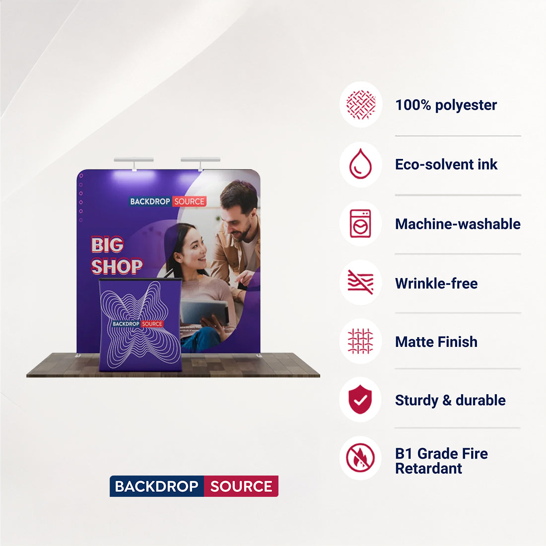 Gerades 3m x 3m Exhibit-Pro-3-in-1-Displayset mit stabilem Podestkoffer
