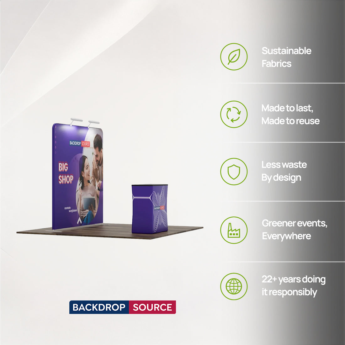 Gerades 3m x 3m Exhibit-Pro-3-in-1-Displayset mit stabilem Podestkoffer
