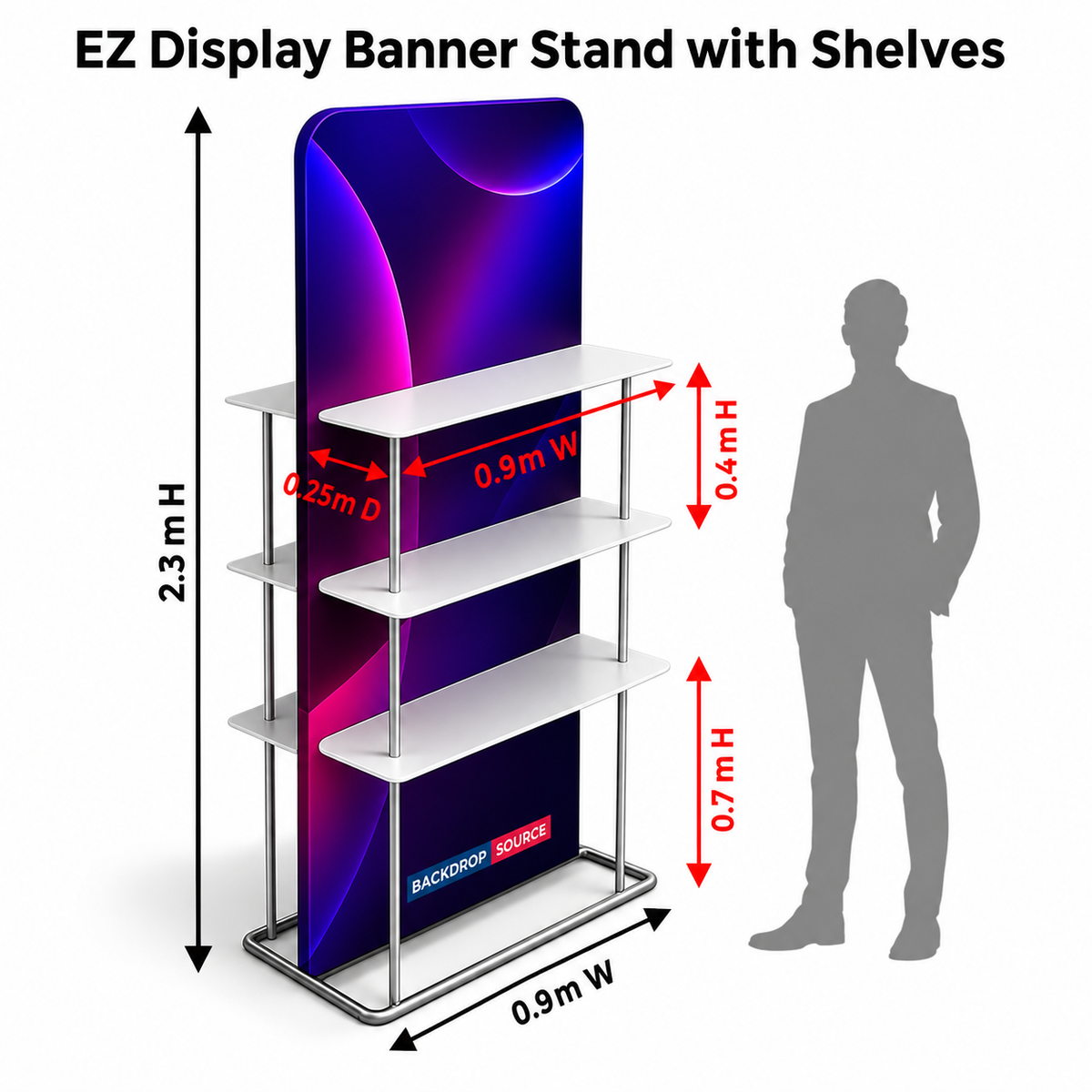 EZ-Display-Banneraufsteller mit Regalen