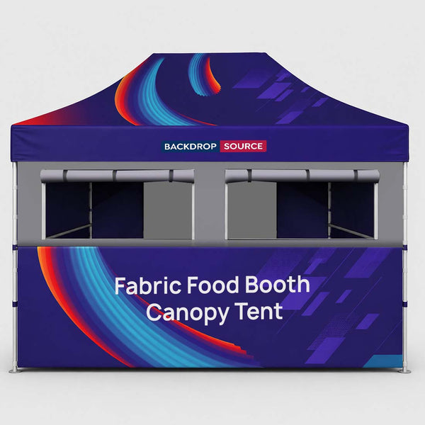 Stoff-Überdachungszelt für einen 4.5m x 3m großen Food-Messestand