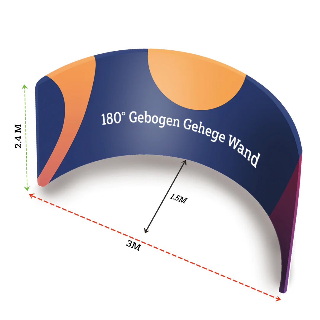 180° Gebogen Gehege Wand Größe