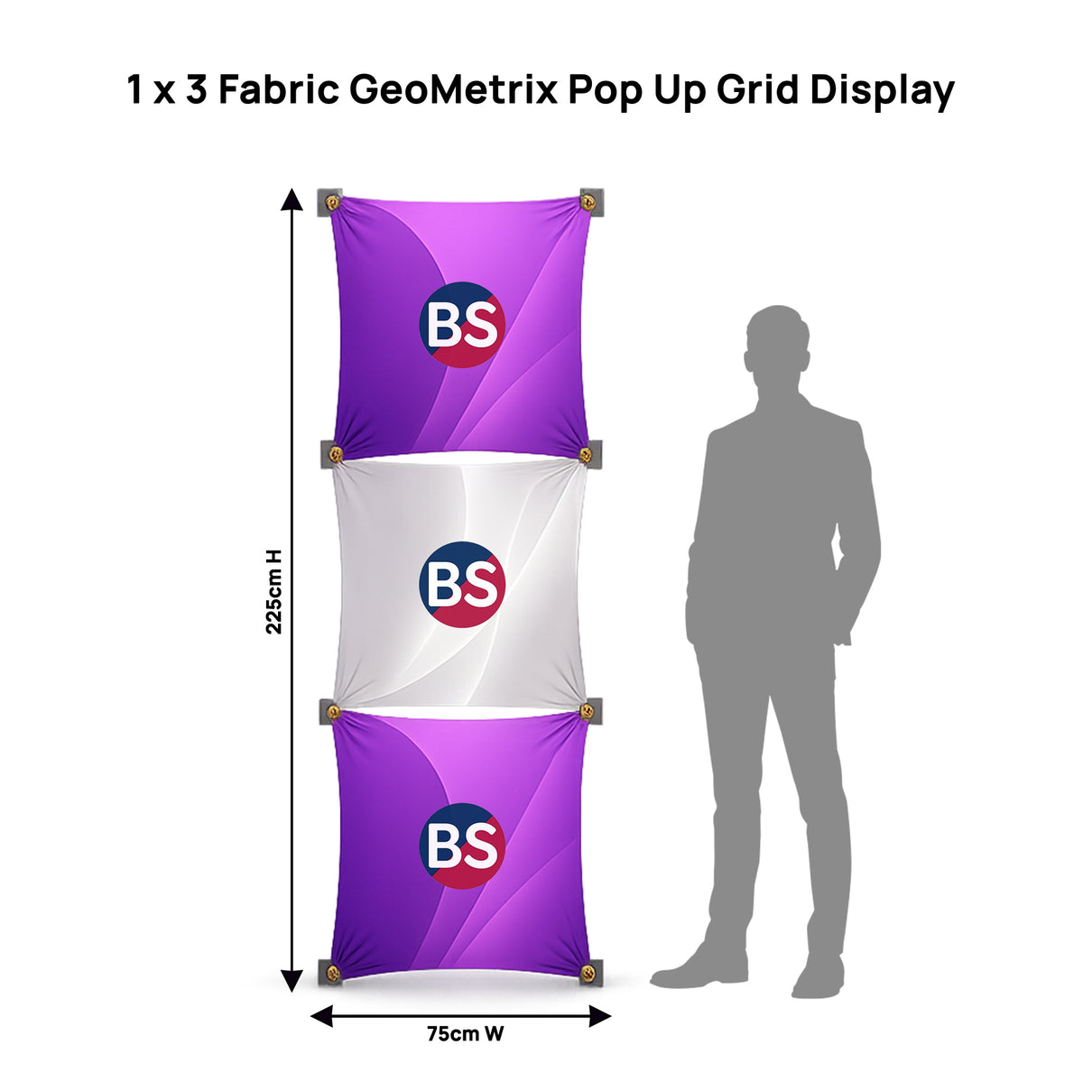1 x 3 Stoff-GeoMetrix-Pop-up-Rasterdisplay