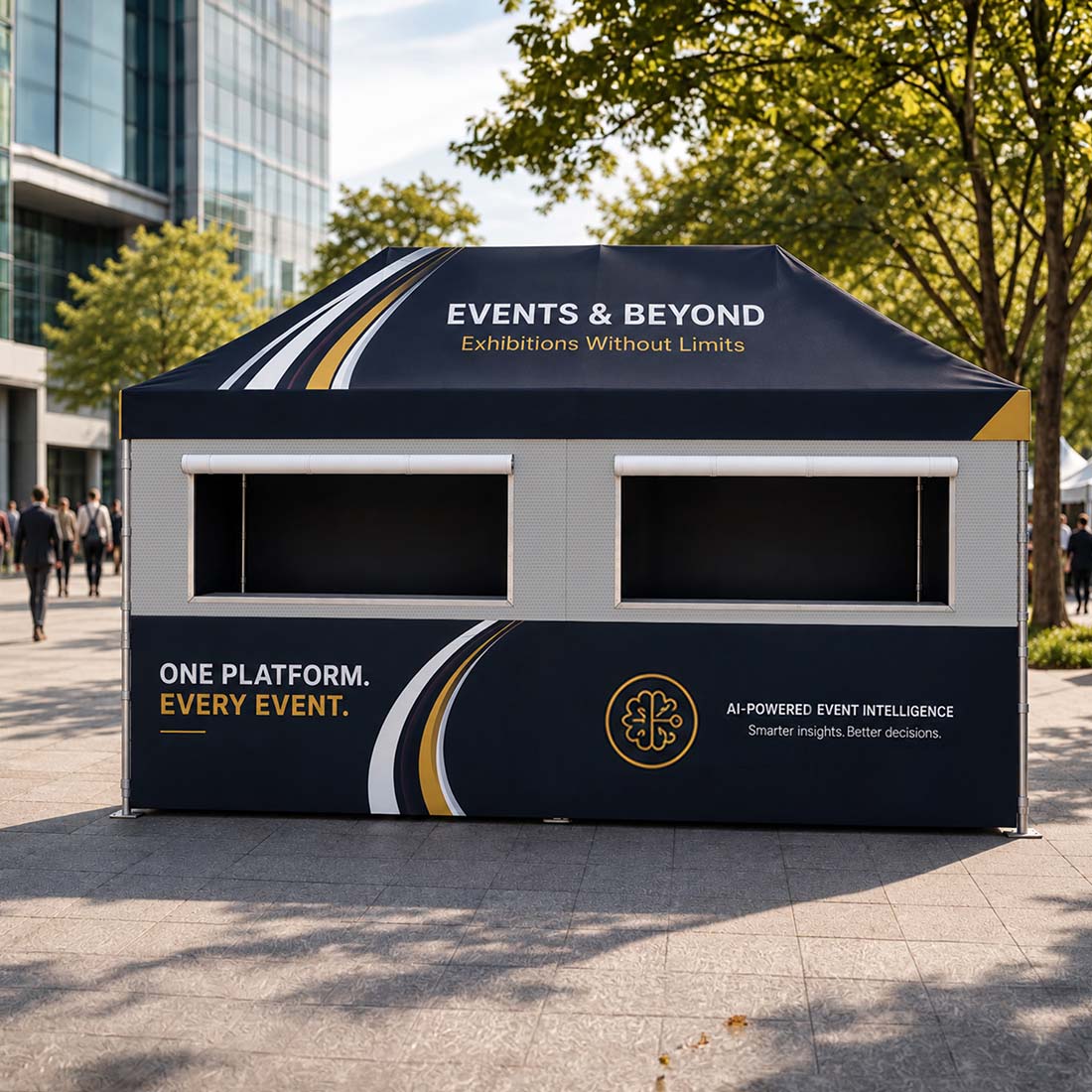 Stoff-Überdachungszelt für einen 6m x 3m großen Food-Messestand