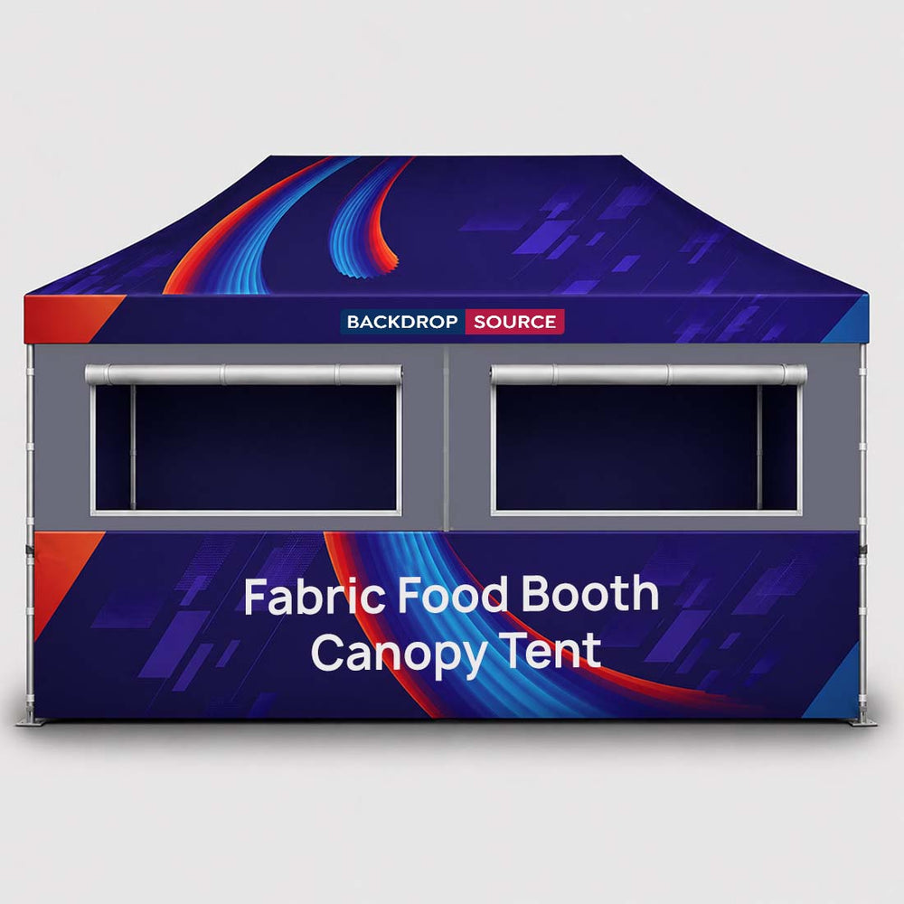 Stoff-Überdachungszelt für einen 6m x 3m großen Food-Messestand