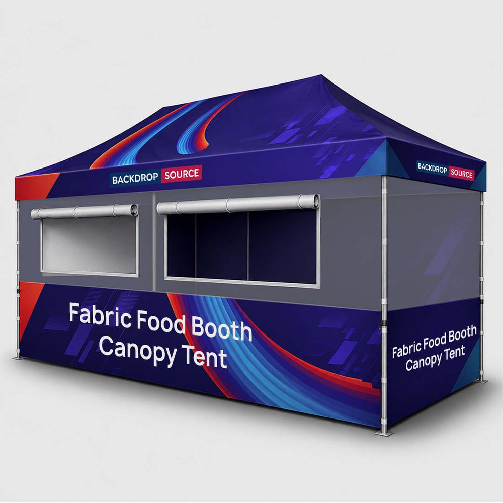 Stoff-Überdachungszelt für einen 6m x 3m großen Food-Messestand