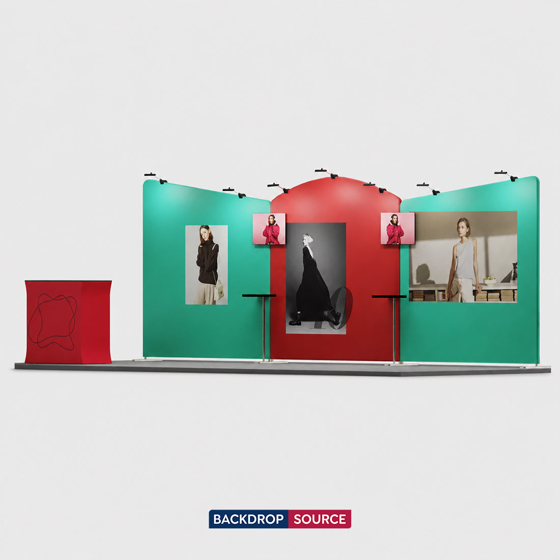 6m Straight Backdrop with 3D Wall & Arch Exhibition Kit