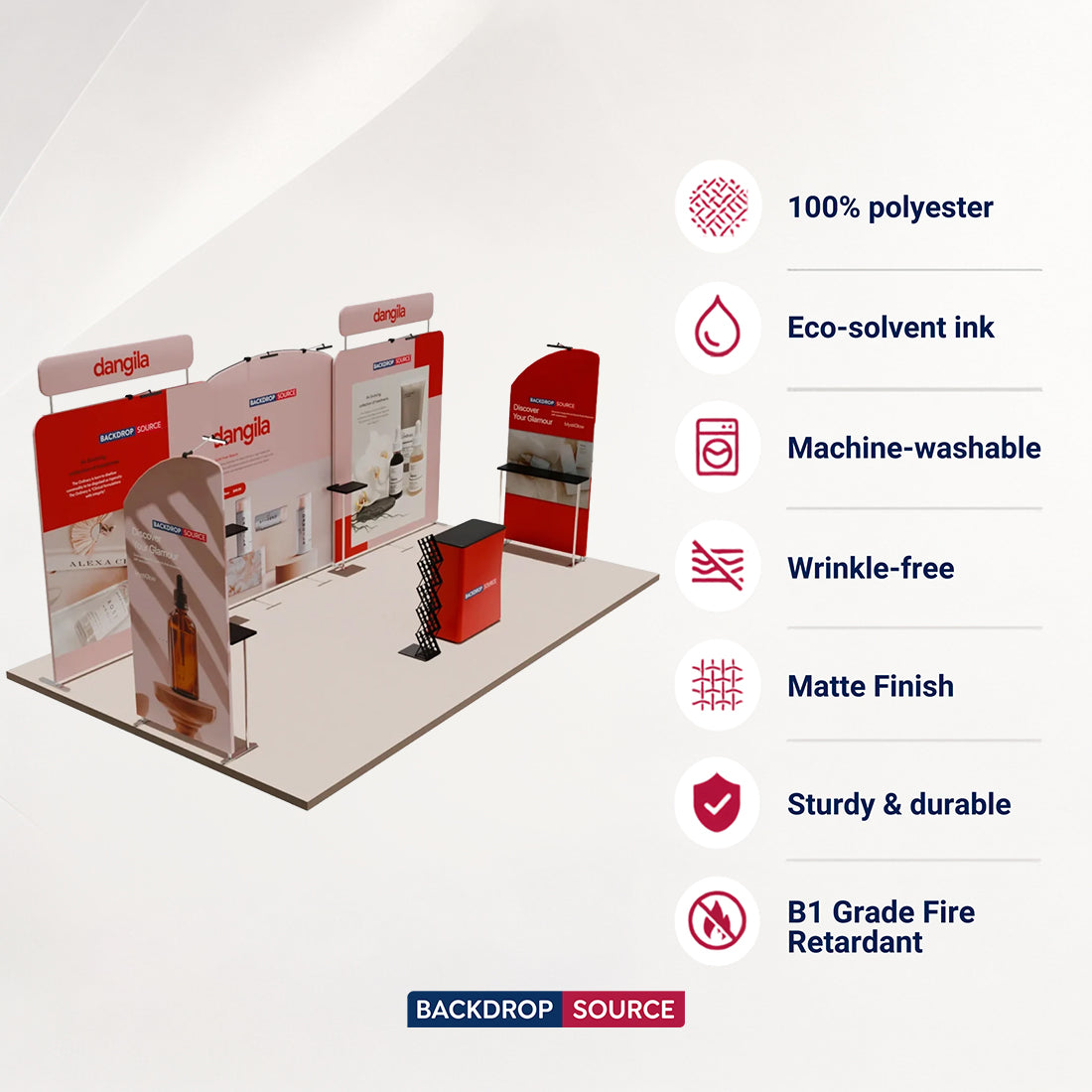 6m Straight Backdrop with Round Top Exhibition Kit