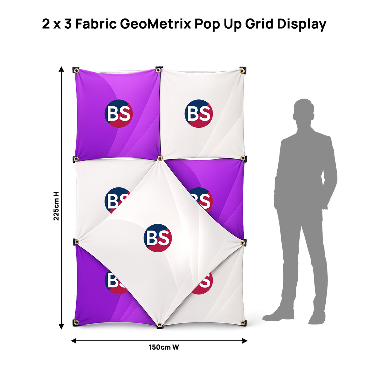 2 x 3 Stoff-GeoMetrix-Pop-up-Rasterdisplay