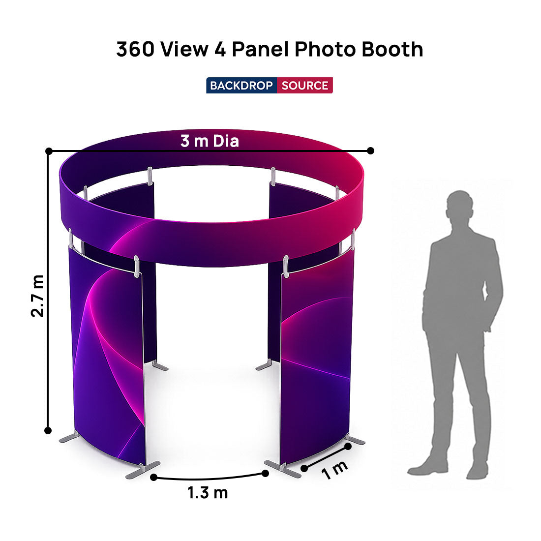 360-Grad-Ansicht 4-Panel-Fotokabinengehäuse