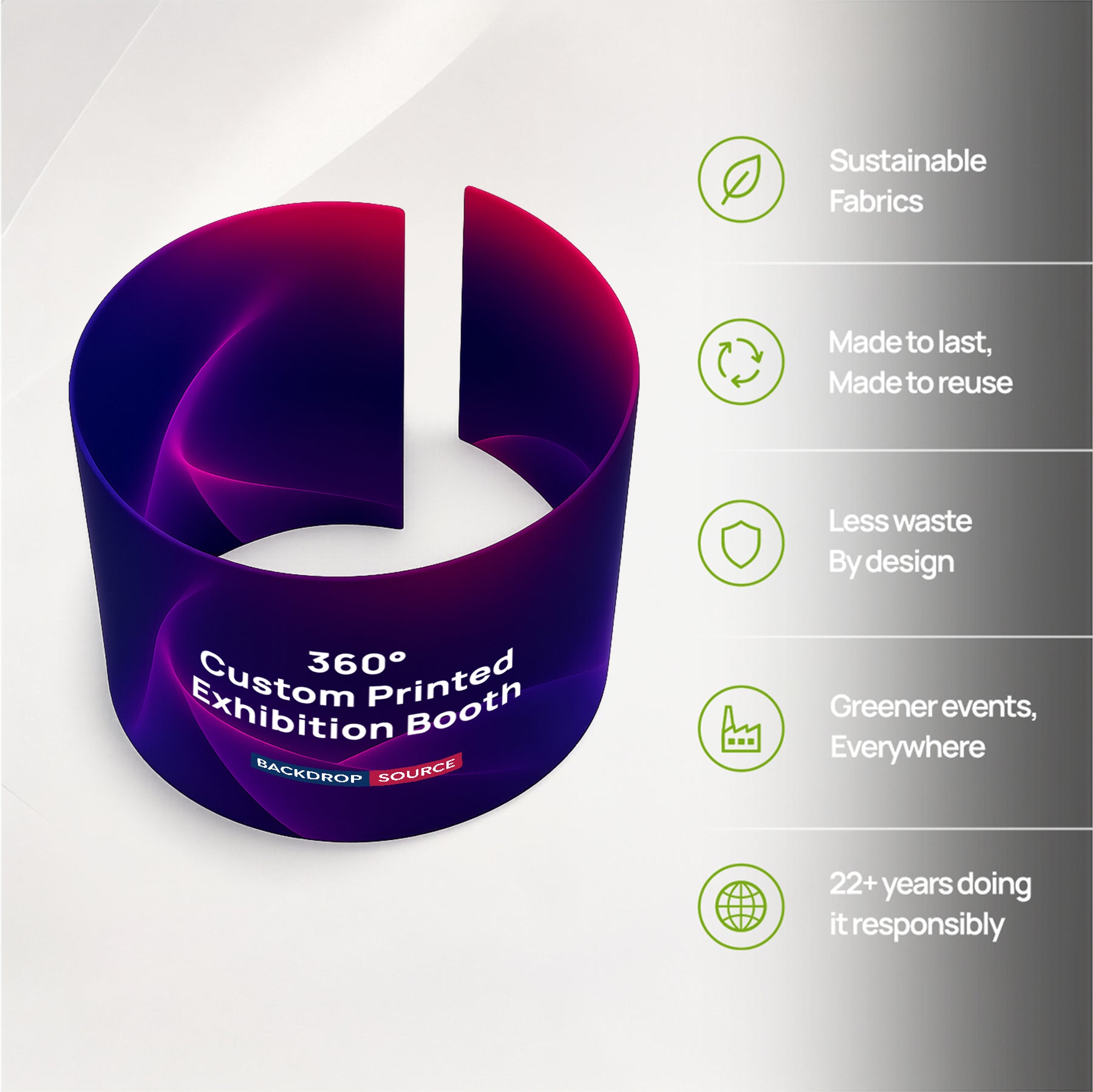 360° individuell bedruckter Messestand