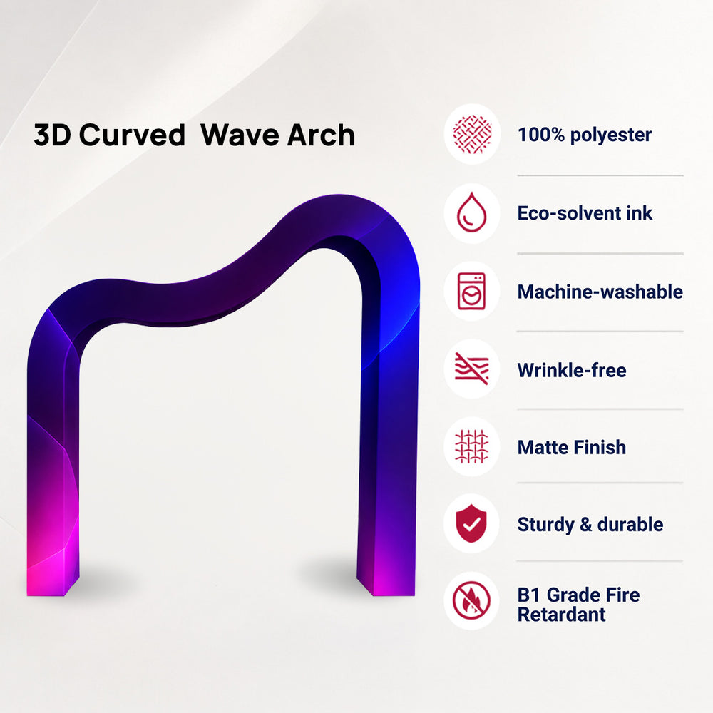 3D-Spannstoff-Hintergrund mit geschwungenem Wellenbogen