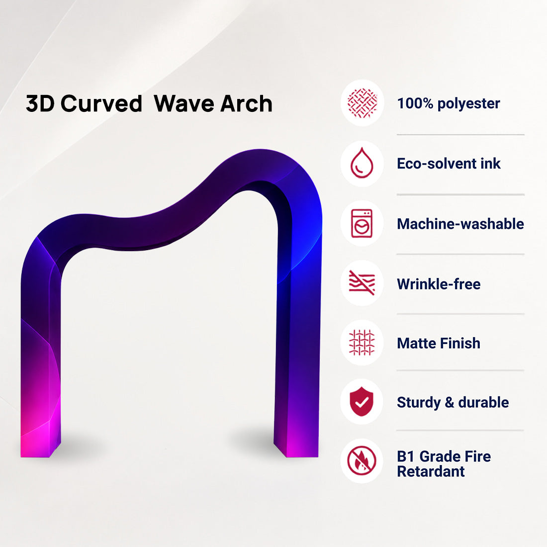 3D-Spannstoff-Hintergrund mit geschwungenem Wellenbogen