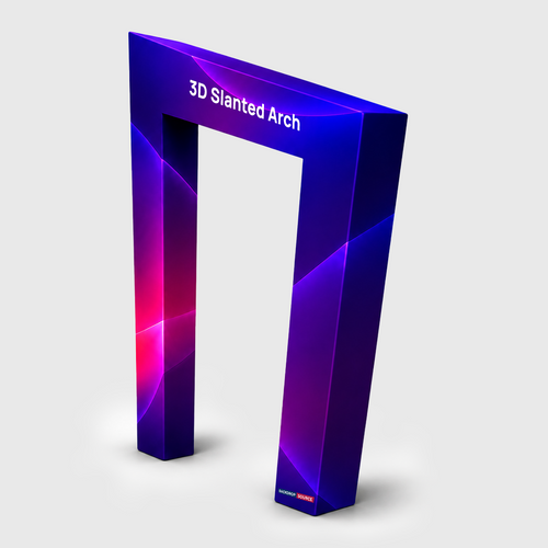 3D-Spannstoffdisplaywand mit schrägem Bogen