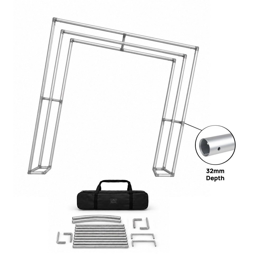 3D-Spannstoffdisplaywand mit schrägem Bogen