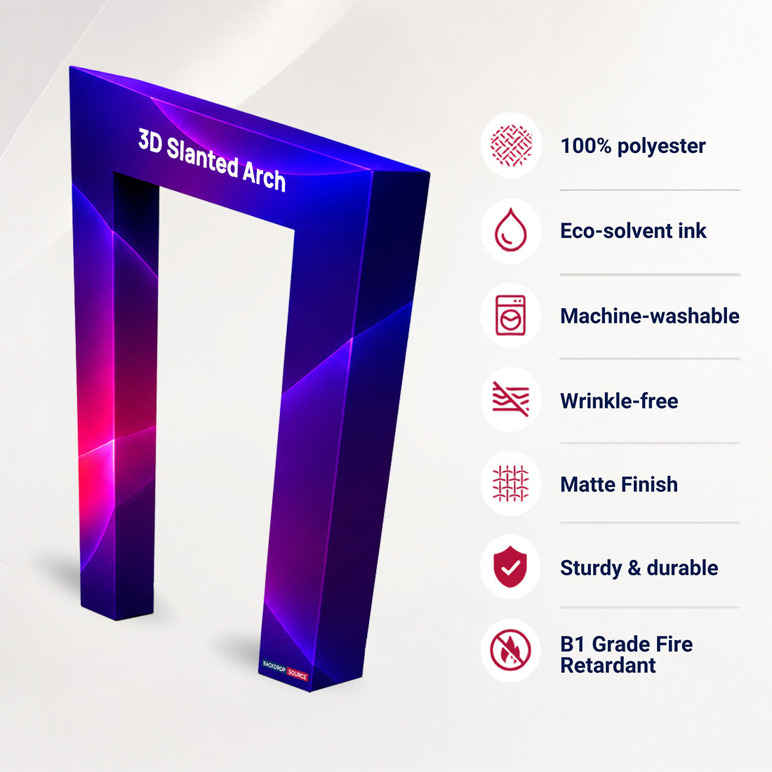 3D-Spannstoffdisplaywand mit schrägem Bogen