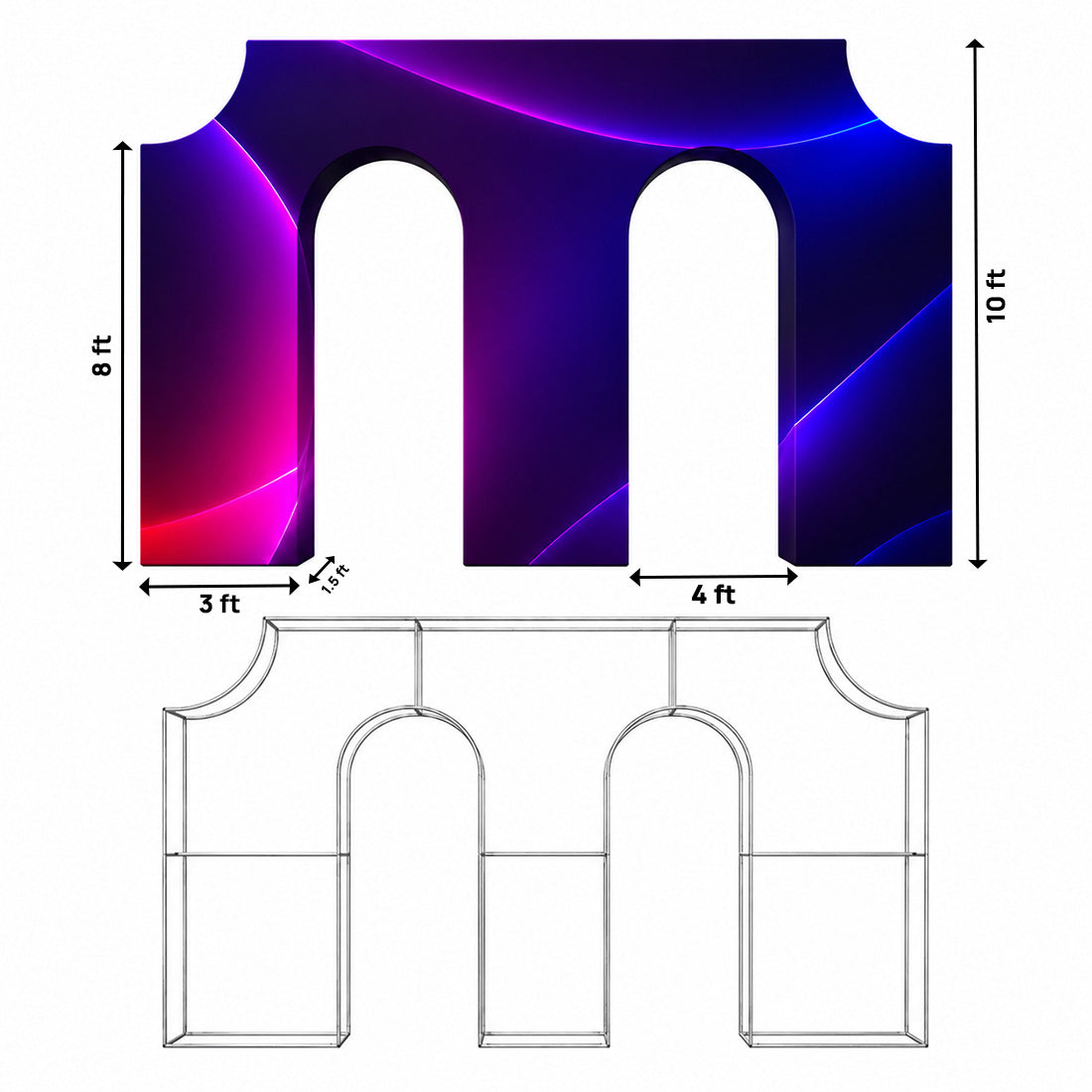 3D-Spannstoff-Hintergrund in Form eines Triumphbogens