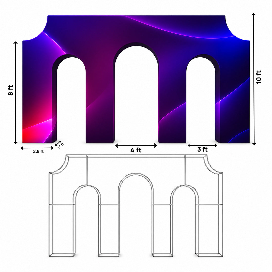 3D-Spannstoff-Hintergrund in Form eines Triumphbogens