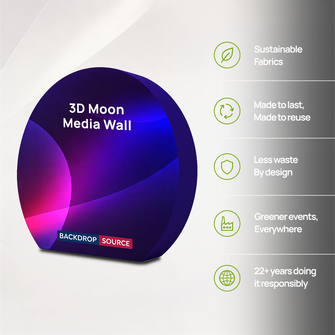 3D-Spannstoffdisplay in Mondform