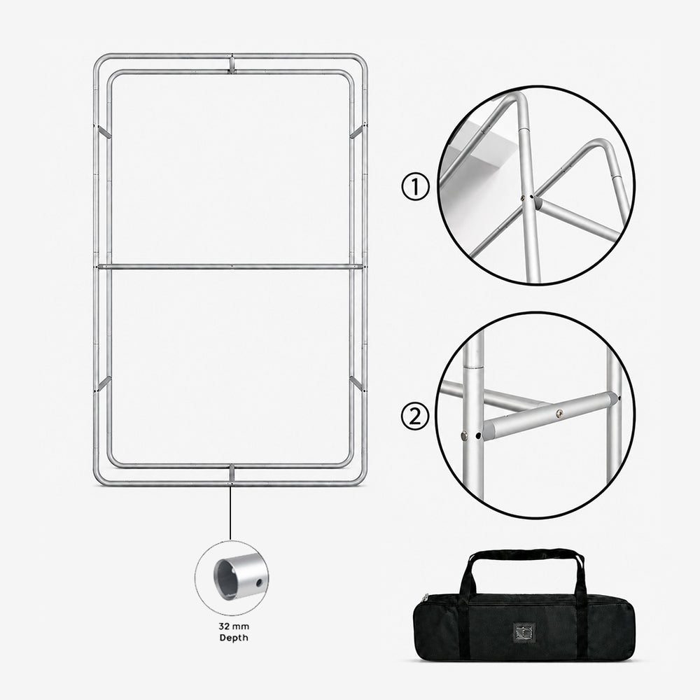 3D-Spannstoffdisplay mit abgerundeten Ecken