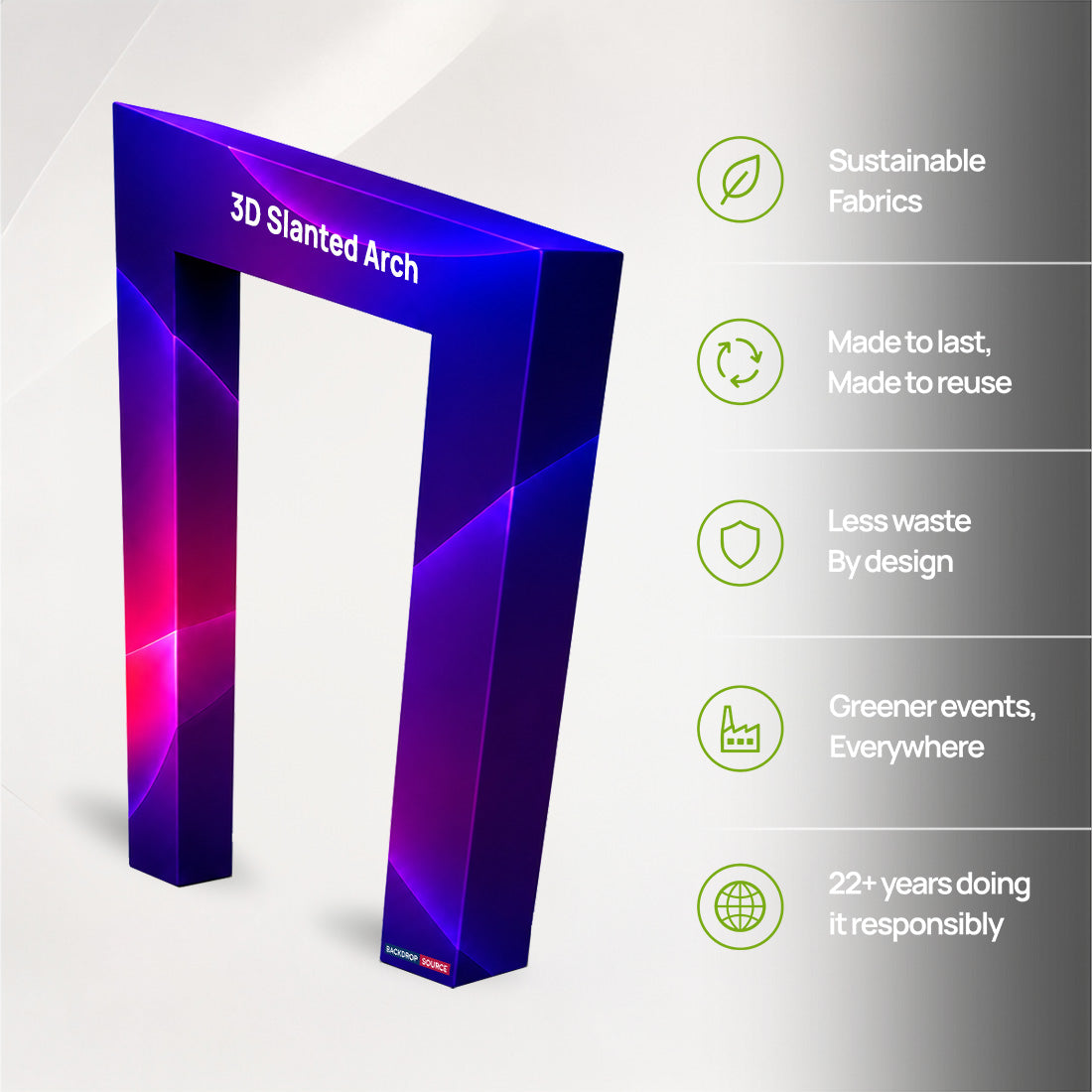 3D-Spannstoffdisplaywand mit schrägem Bogen