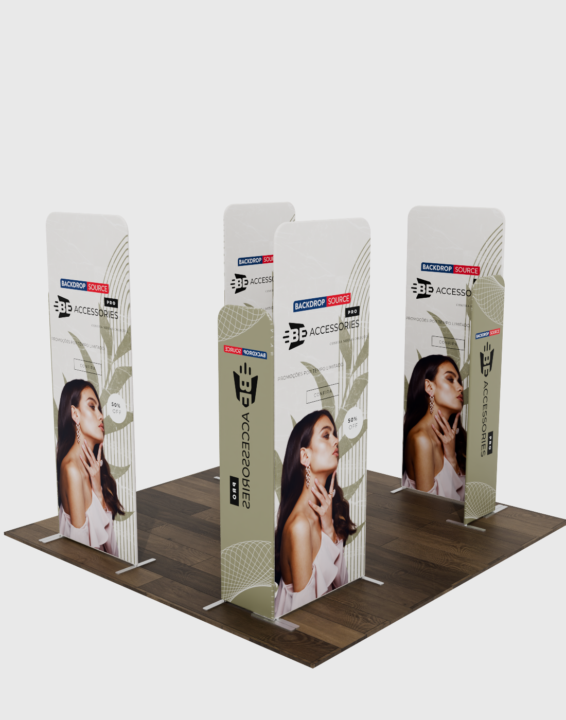 Magnetisches Stoff-Messestandsystem – Modell 4 (3m x 3m)