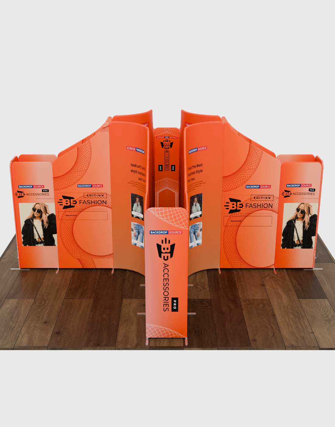 Magnetisches Stoff-Messestandsystem – Modell 4 (5m x 5m)