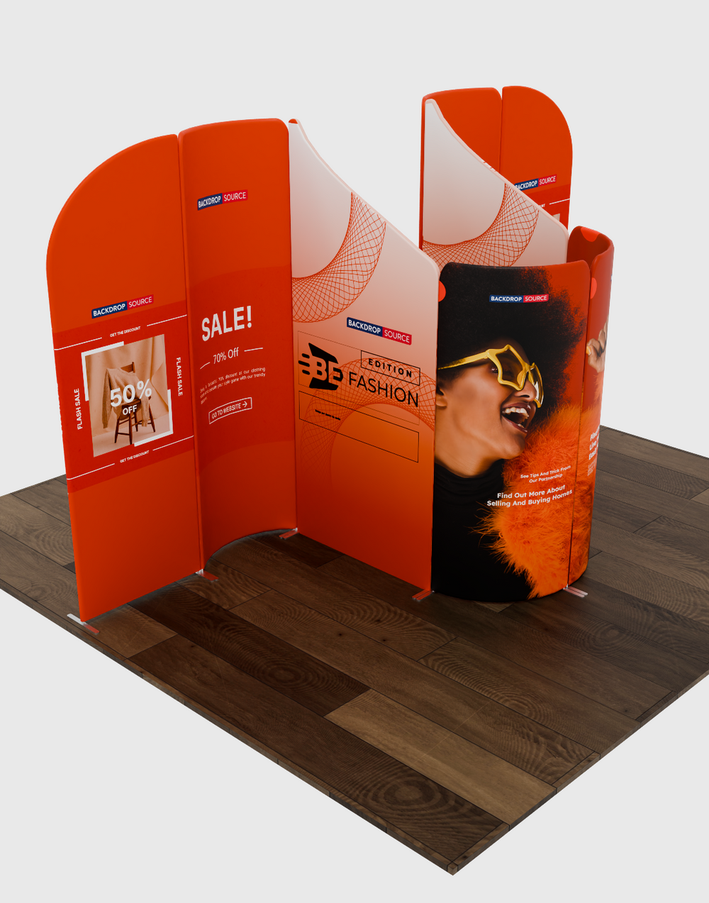 Magnetisches Stoff-Messestandsystem – Modell 1 (4m x 3m)