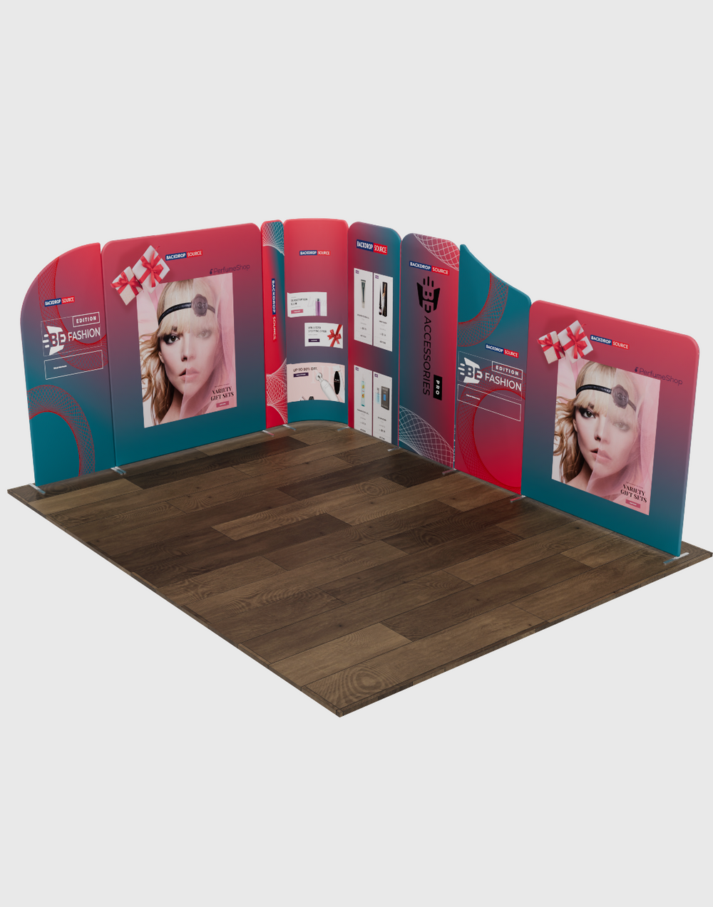 Magnetisches Stoff-Messestandsystem – Modell 3 (5m x 4m)