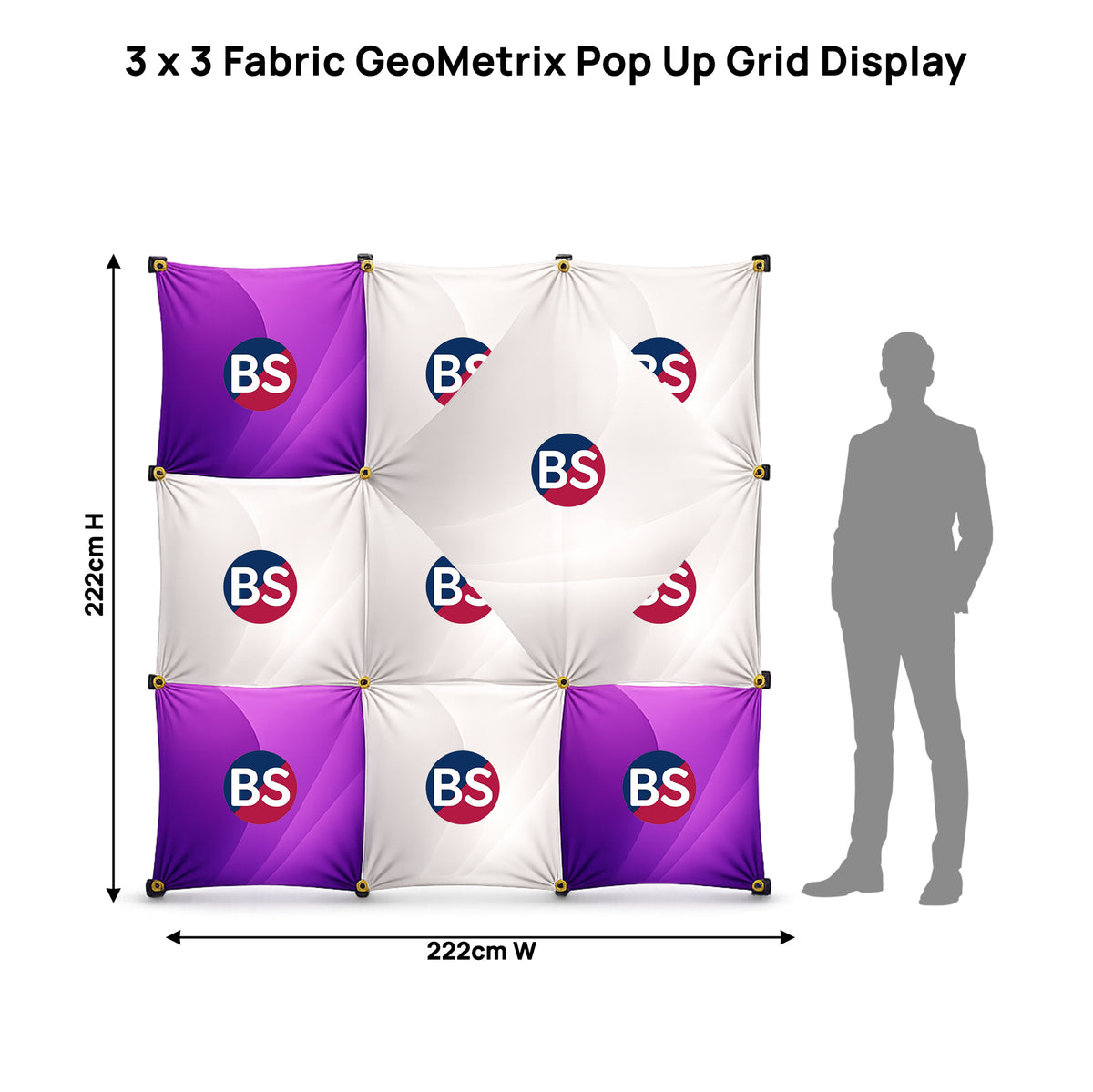3 x 3 Stoff-GeoMetrix-Pop-up-Rasterdisplay