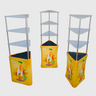 Triangular Fabric Display Counter with Acrylic Triple Shelves