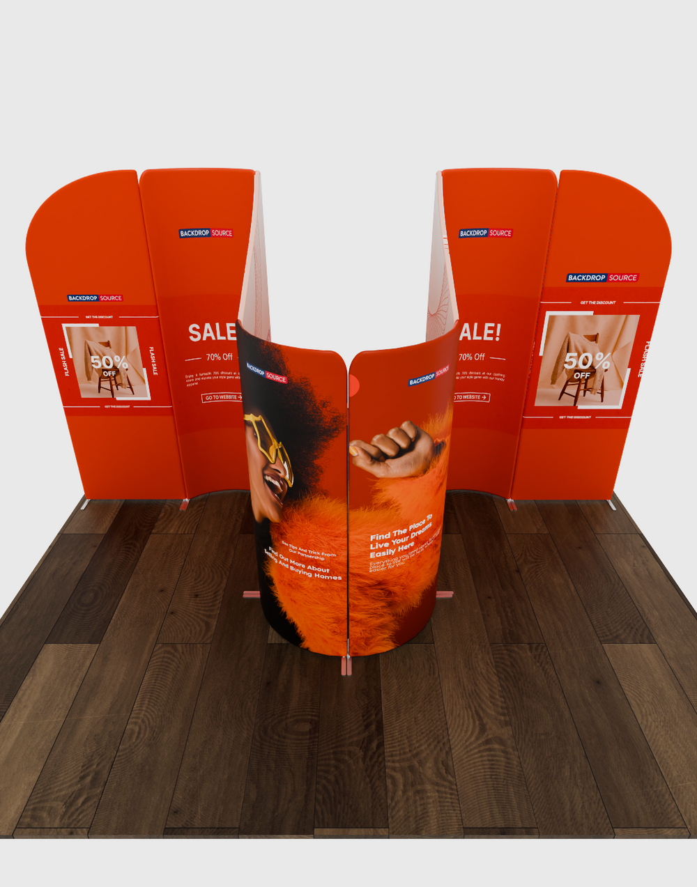 Magnetisches Stoff-Messestandsystem – Modell 1 (4m x 3m)