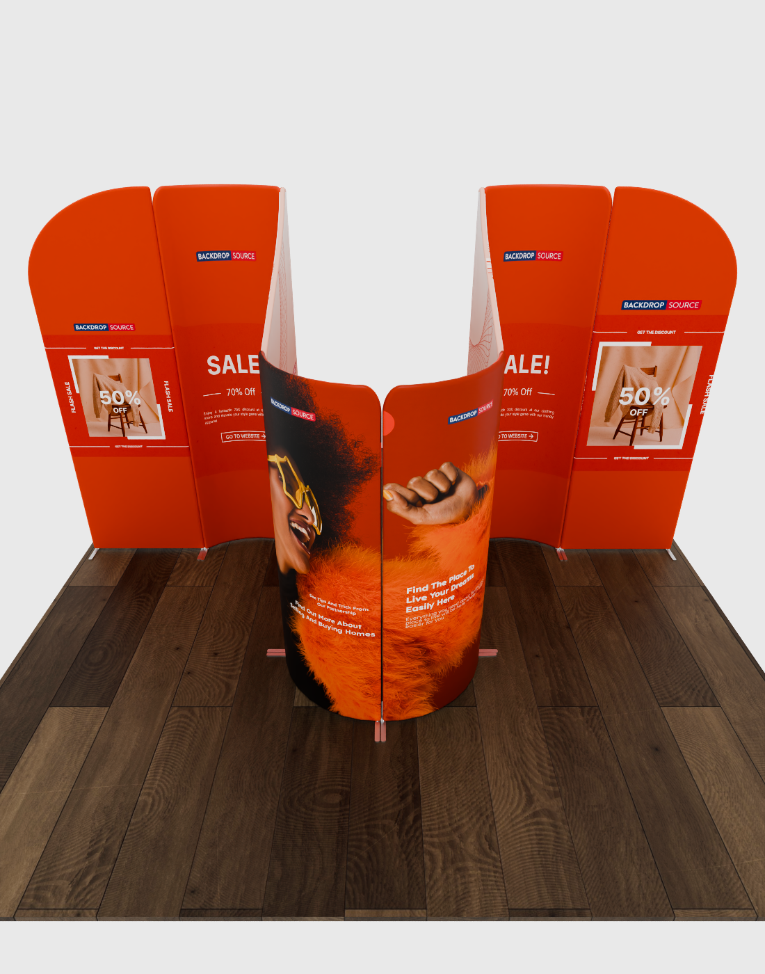 Magnetisches Stoff-Messestandsystem – Modell 1 (4m x 3m)