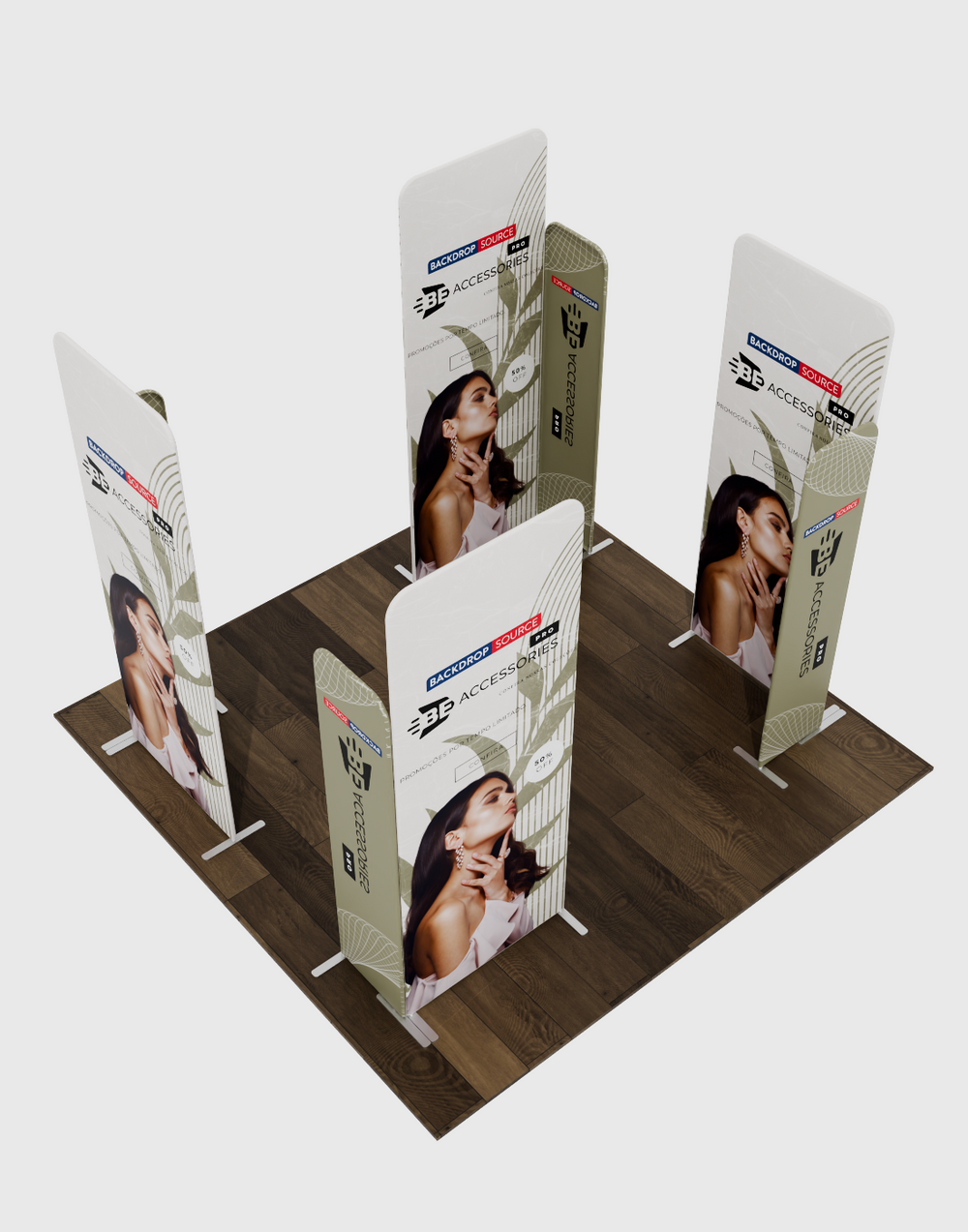 Magnetisches Stoff-Messestandsystem – Modell 4 (3m x 3m)