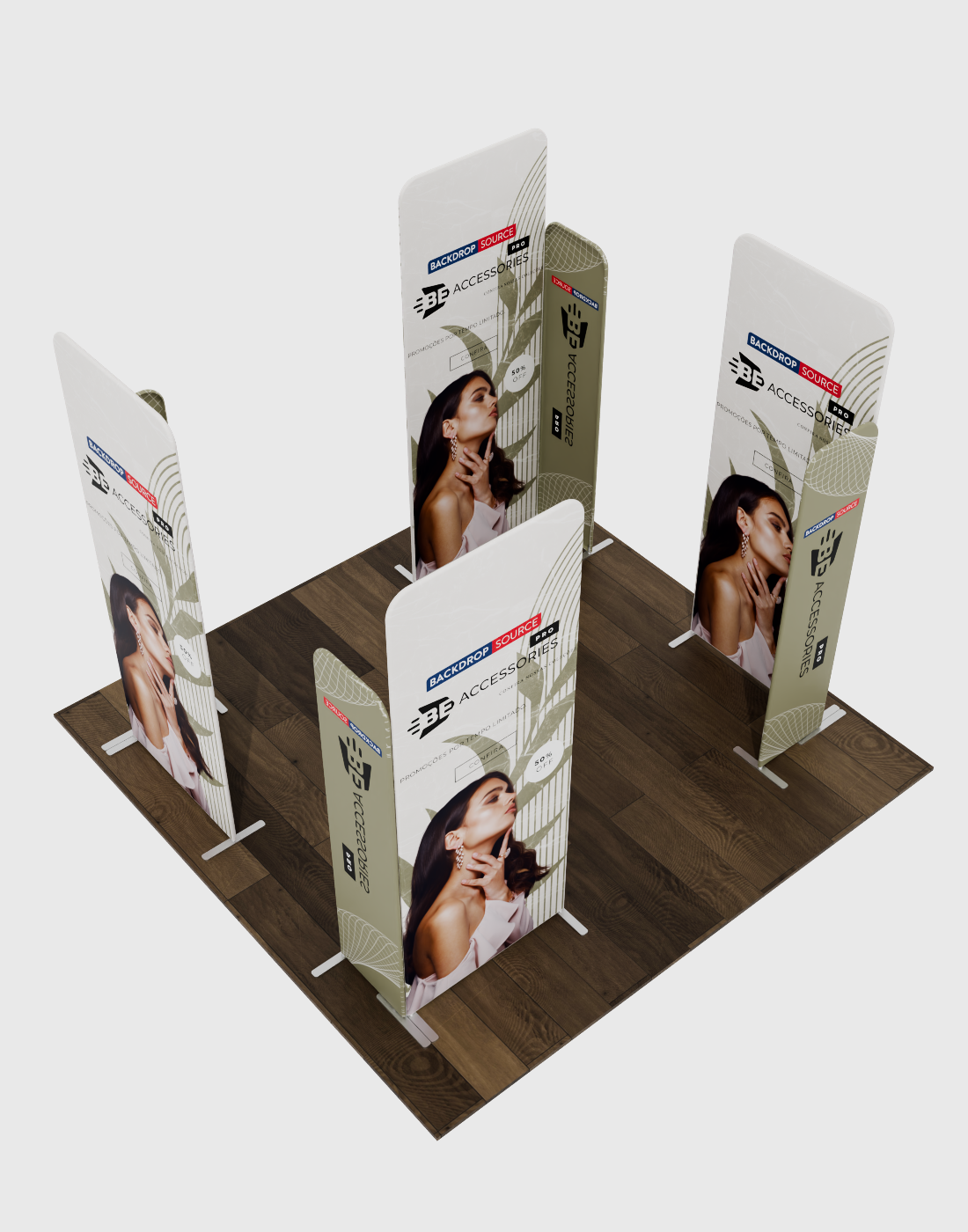 Magnetisches Stoff-Messestandsystem – Modell 4 (3m x 3m)