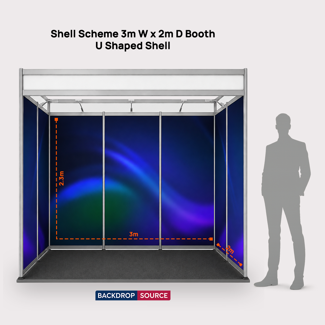 Messegrafiken für einen 3m breiten x 2m tiefen Messestand mit Octanorm-System