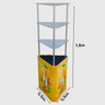Triangular Fabric Display Counter with Acrylic Triple Shelves