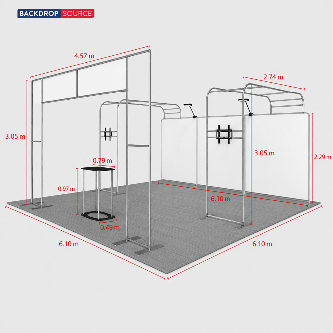 Modulare Messestand-Sets 6m  x 6m – Modell 16