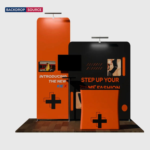 3x3m Booth Kit with Tall & Wide Straight Walls, Counter & TV