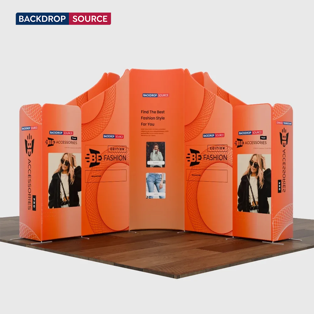 Magnetisches Stoff-Messestandsystem – Modell 4 (5m x 5m)