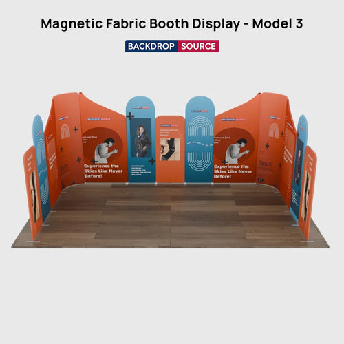 Magnetisches Stoff-Messestandsystem – Modell 3 (6m x 6m)