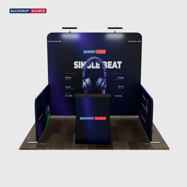 Ultimate 3m x 3m Booth Kit with Backwall, Side Walls, Counter, and Lights