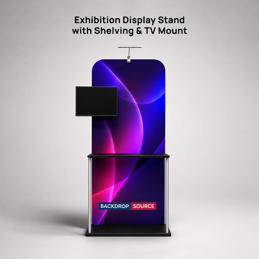 Ausstellungsdisplay mit Regalböden und TV-Halterung