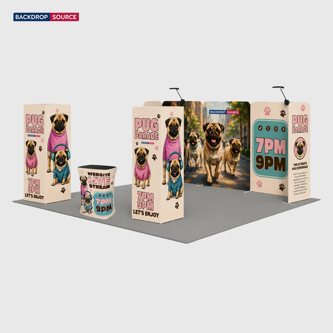 Modulare Messestand-Sets 6m x 6m – Modell 18