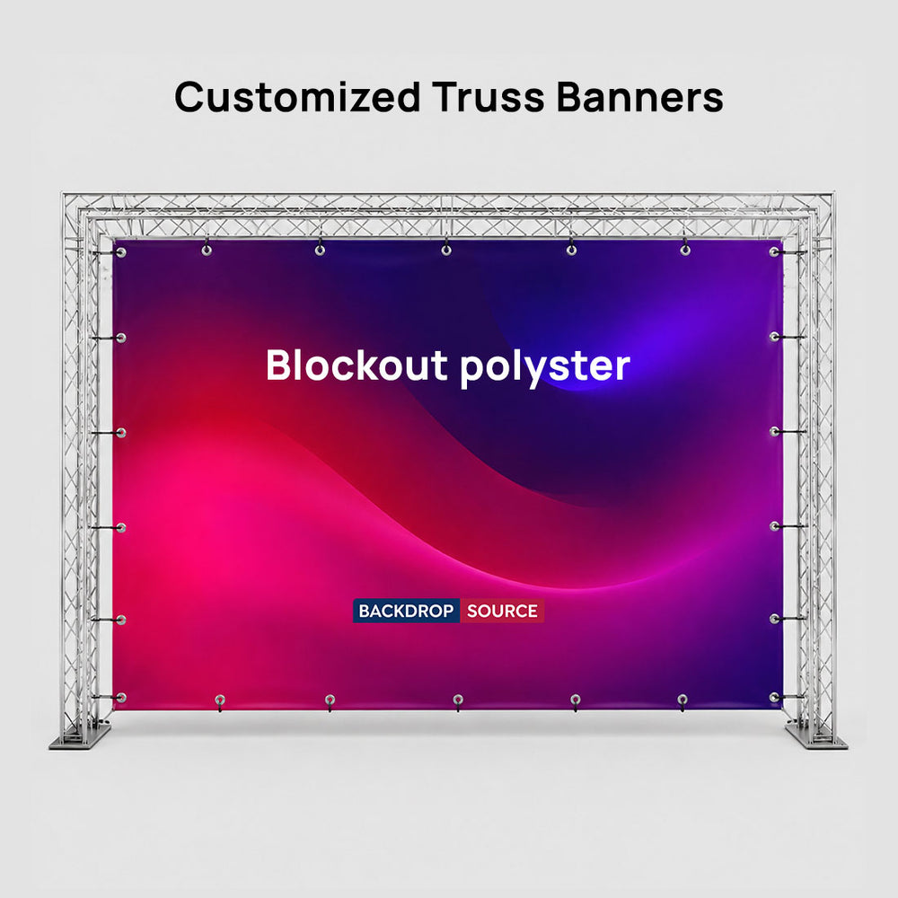 Individuell gestaltete Traversenbanner