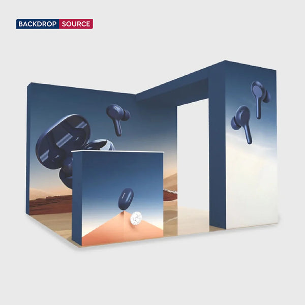 3x3m 3D Media Wall Booth Kit with L-Shape Corner & Counter