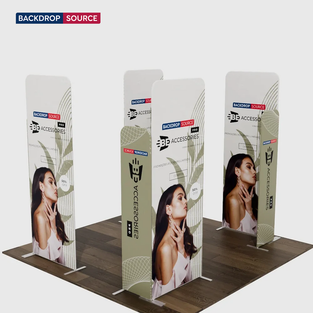 Magnetisches Stoff-Messestandsystem – Modell 4 (3m x 3m)